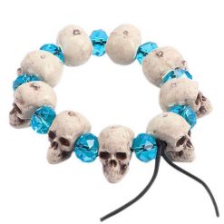 Bracelet Perle Bleu Turquoise Crânes de Mort