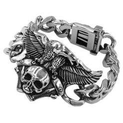 Bracelet Motard Harley avec Tête de Mort